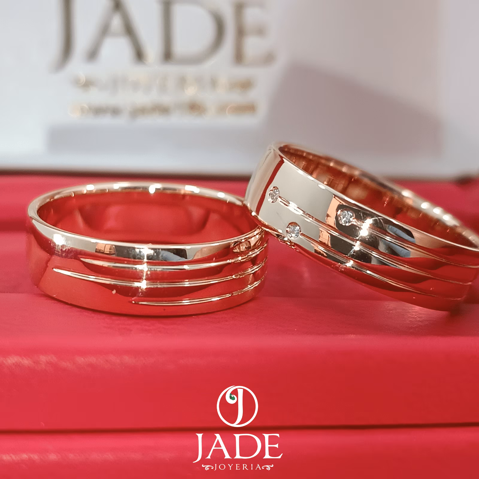Aros de matrimonio 3 lineas de amor en oro 18k