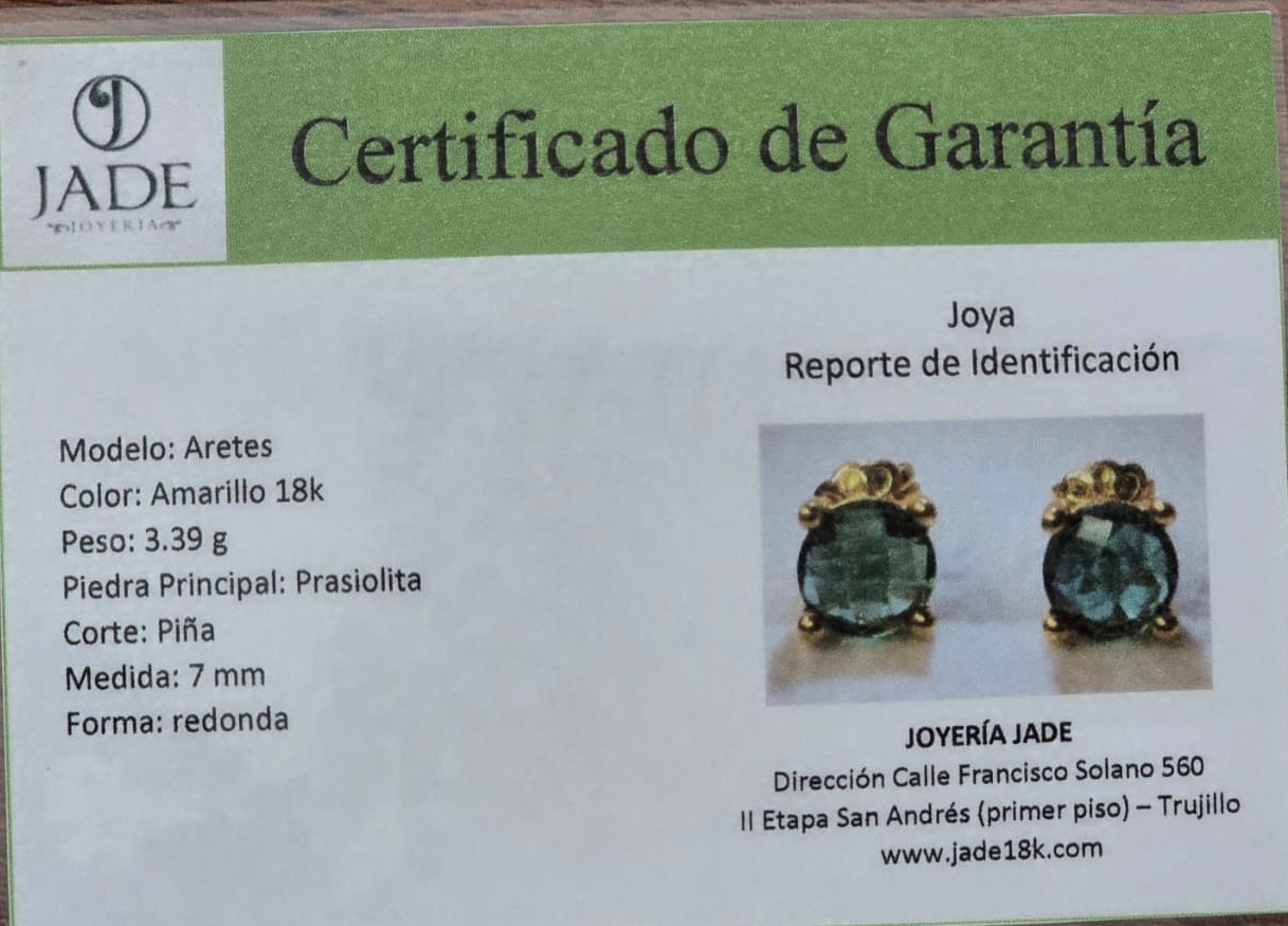 Aretes de Piedra Natural "Mi Prasiolita"