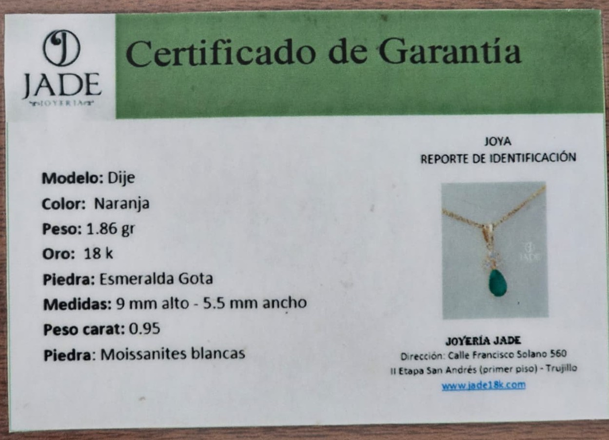 Dije Piedra Natural "Esmeralda Gota"