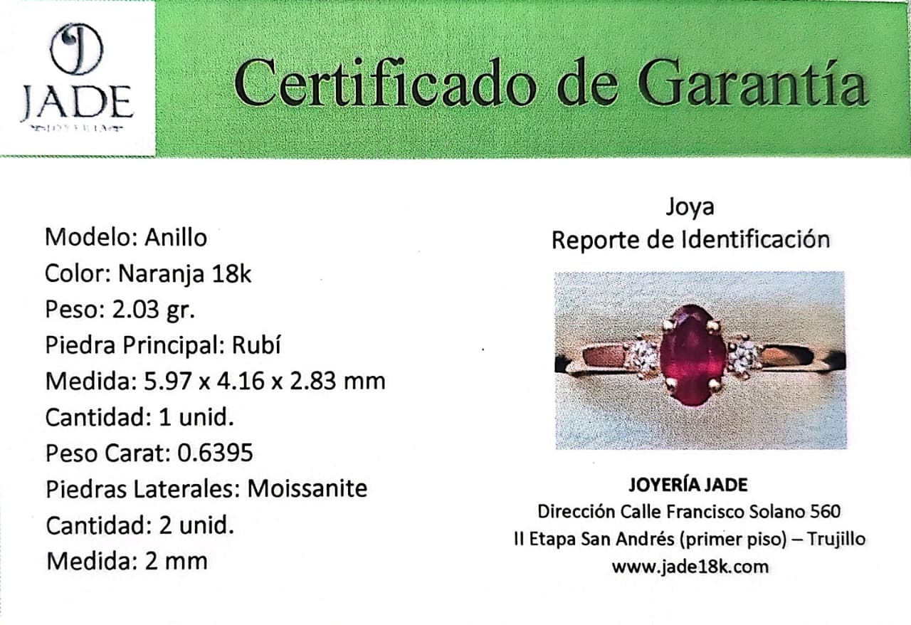 Anillo de Compromiso  con Piedra Natural Rubí "Radiante"