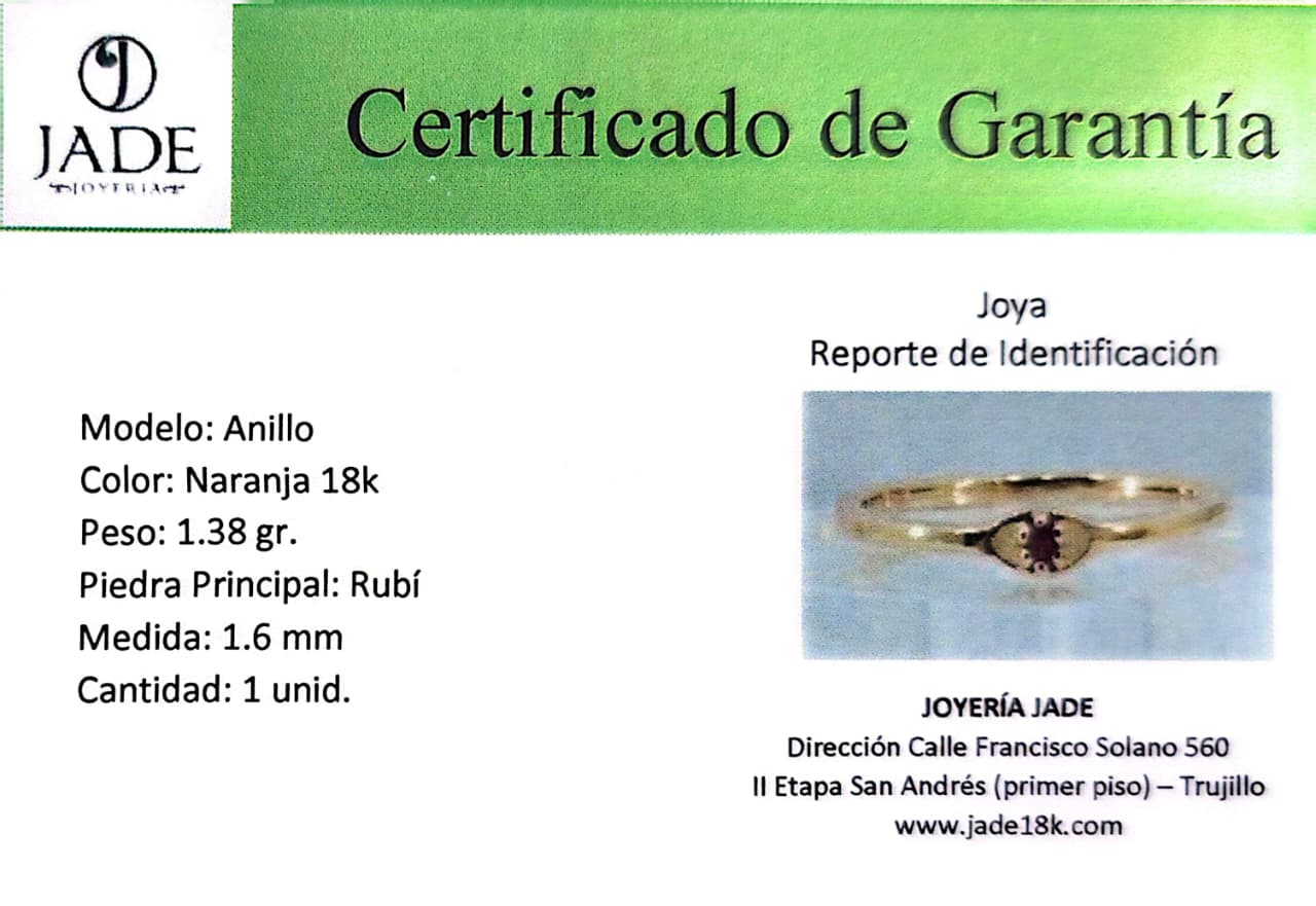 Anillo con Piedra Natural Rubí "Reina"