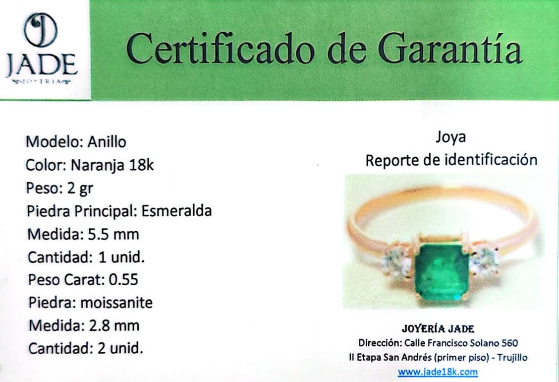 Anillo  con Piedra Natural Esmeralda "Fé"