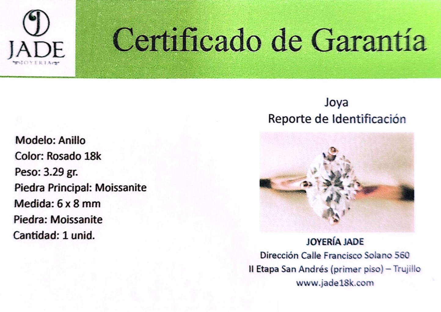 Anillo de compromiso con Moissanite "Amor verdadero"