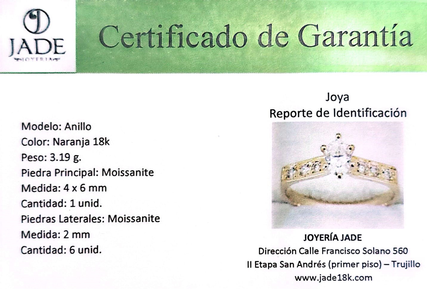 Anillo de Compromiso con Moissanite "Imperial"