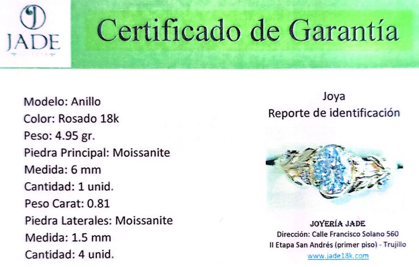 Anillo de Compromiso Moissanite  "Rose"