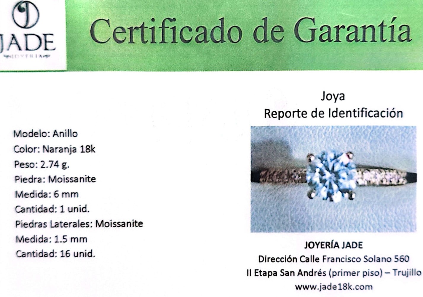 Anillo de Compromiso con Moissanita "Angella "