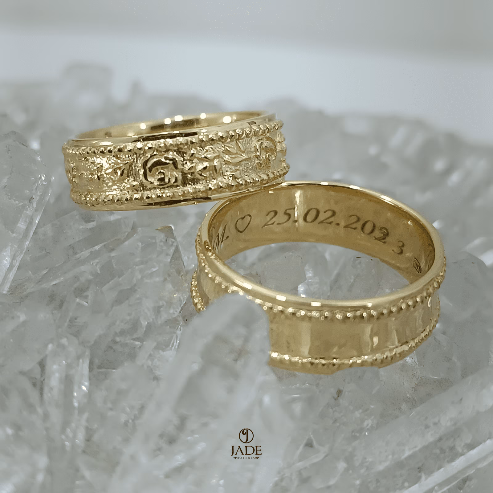 Aros de boda Rosa en oro de 18k