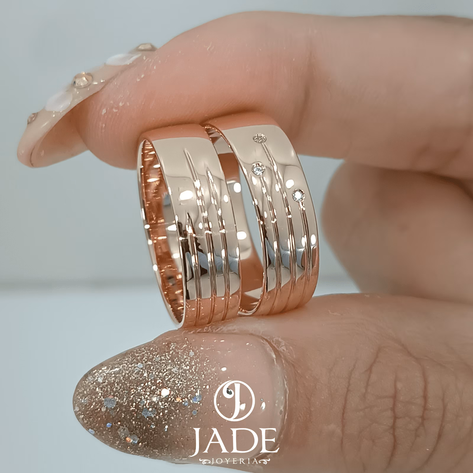 Aros de matrimonio 3 lineas de amor en oro 18k