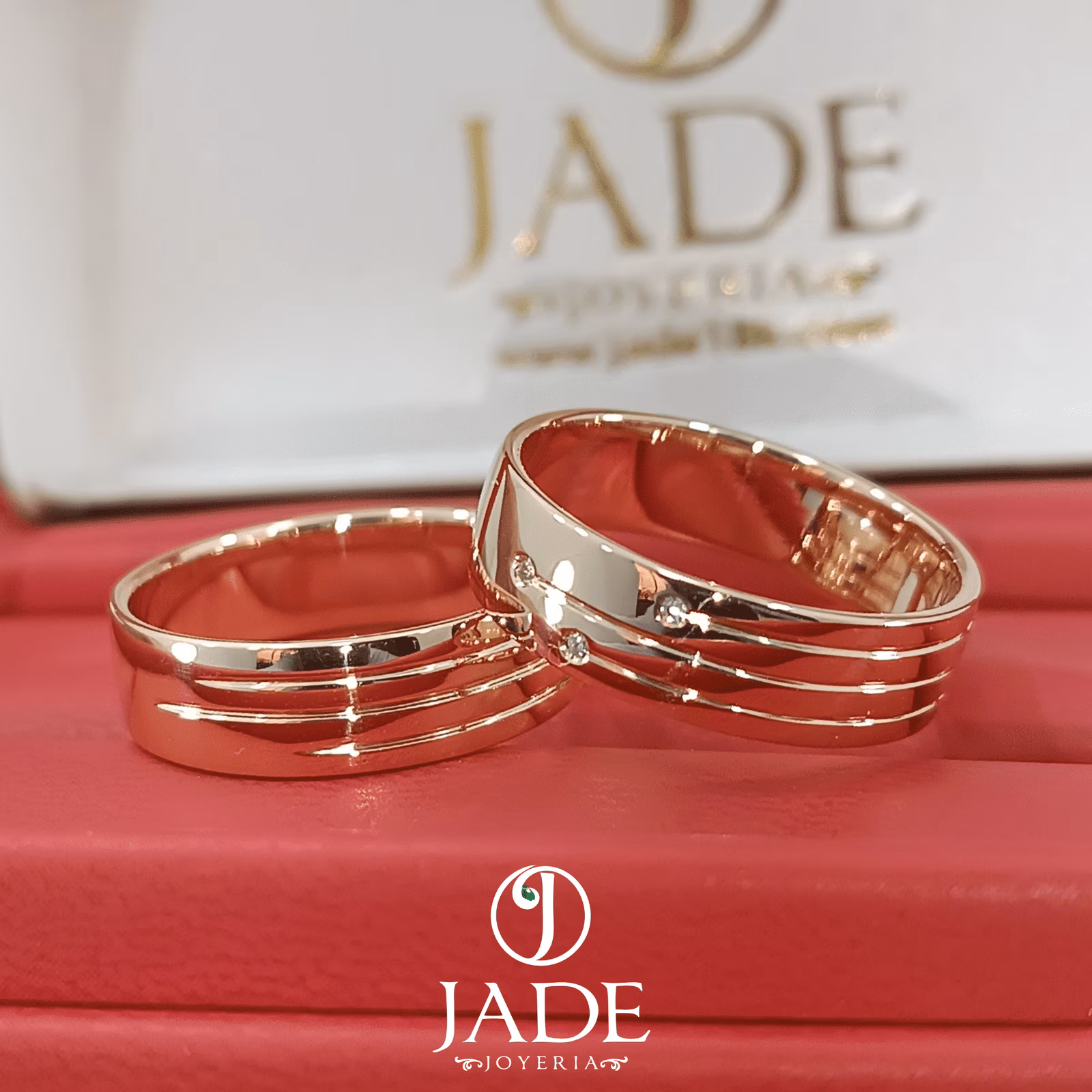 Aros de matrimonio 3 lineas de amor en oro 18k