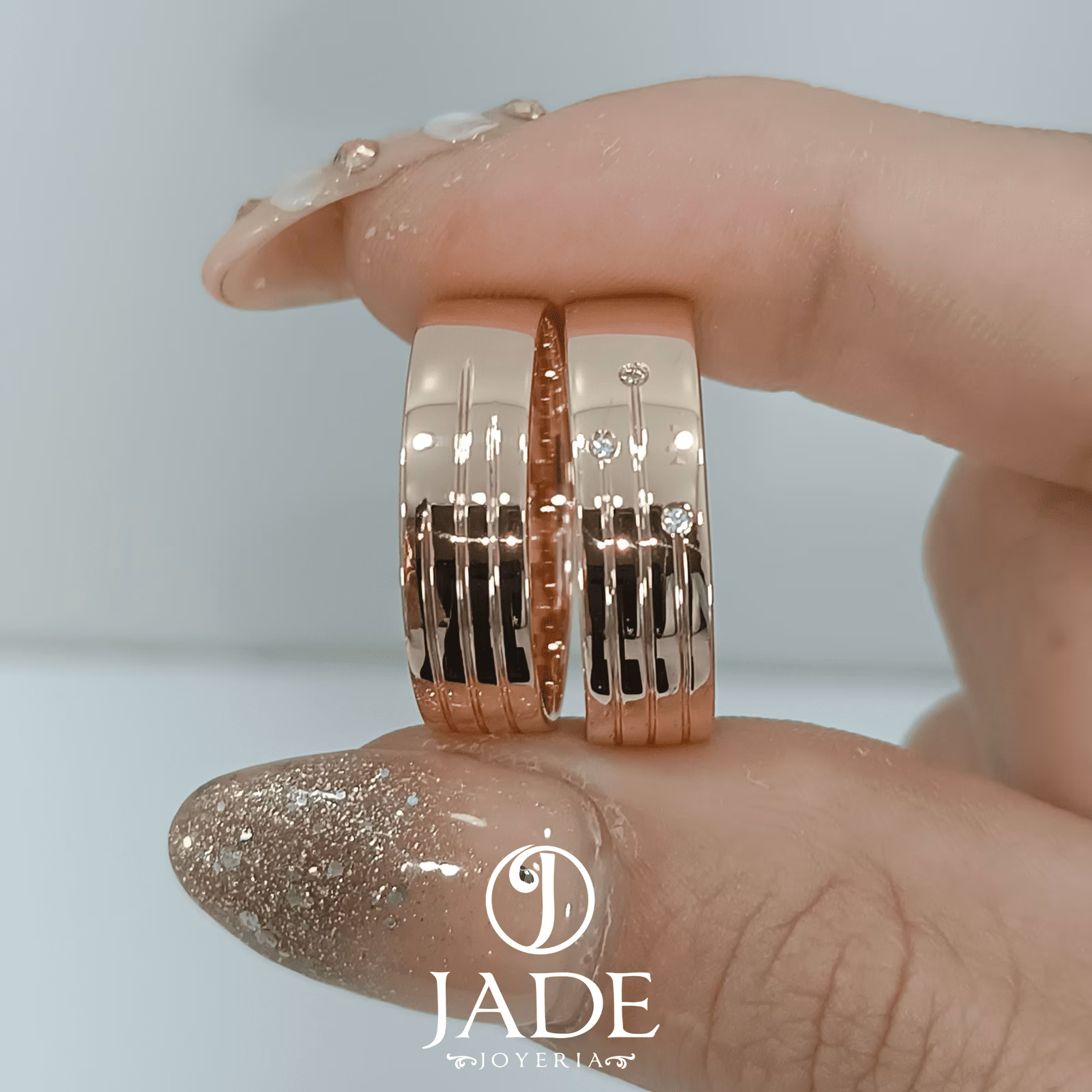 Aros de matrimonio 3 lineas de amor en oro 18k